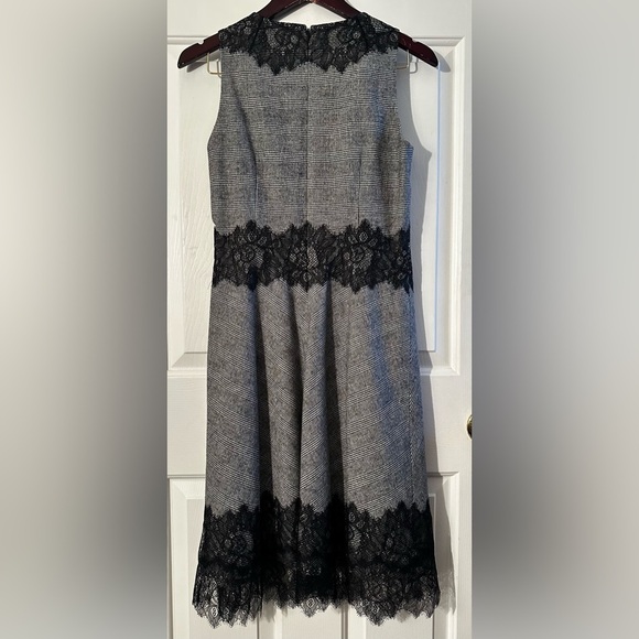 ETCETERA Gray Black Lace Wool Tweed LOOK Soft Sheath Sleeveless CLEAN Midi Sz 4 - Picture 2 of 13